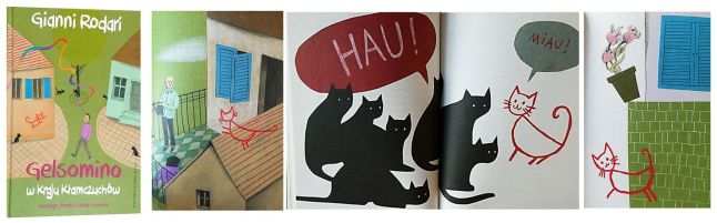 Okładka i trzy ilustracje do książki „Gelsomino w Kraju Kłamczuchów” z 2012 r.
